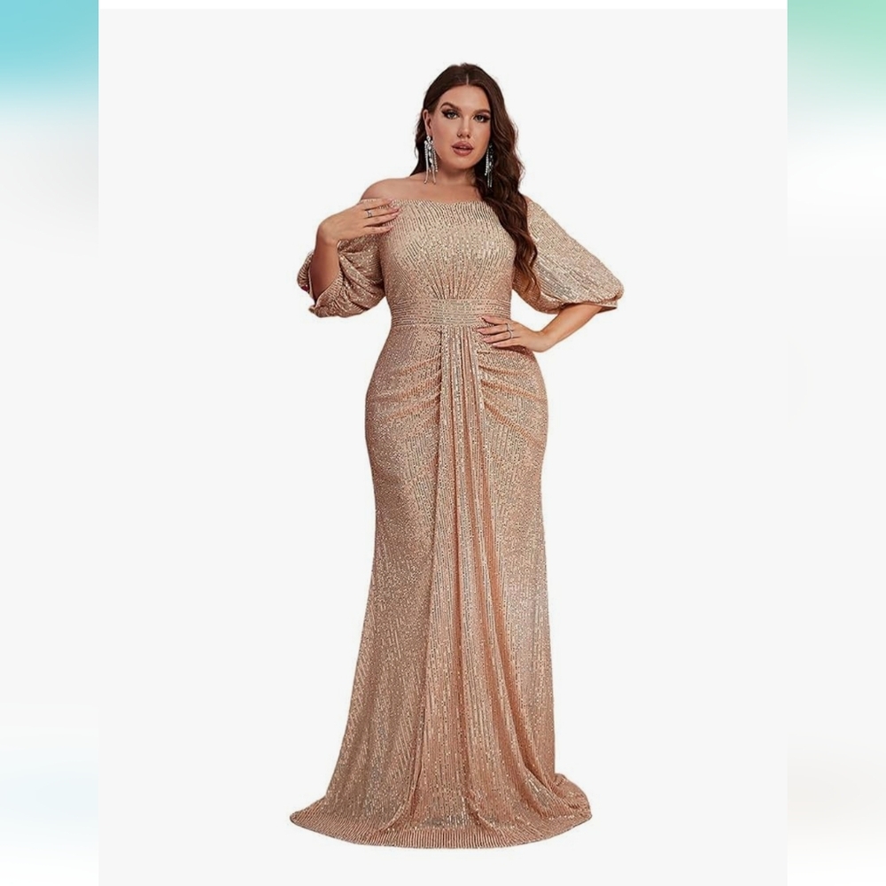 Elegant Gold Sequin Evening Gown
